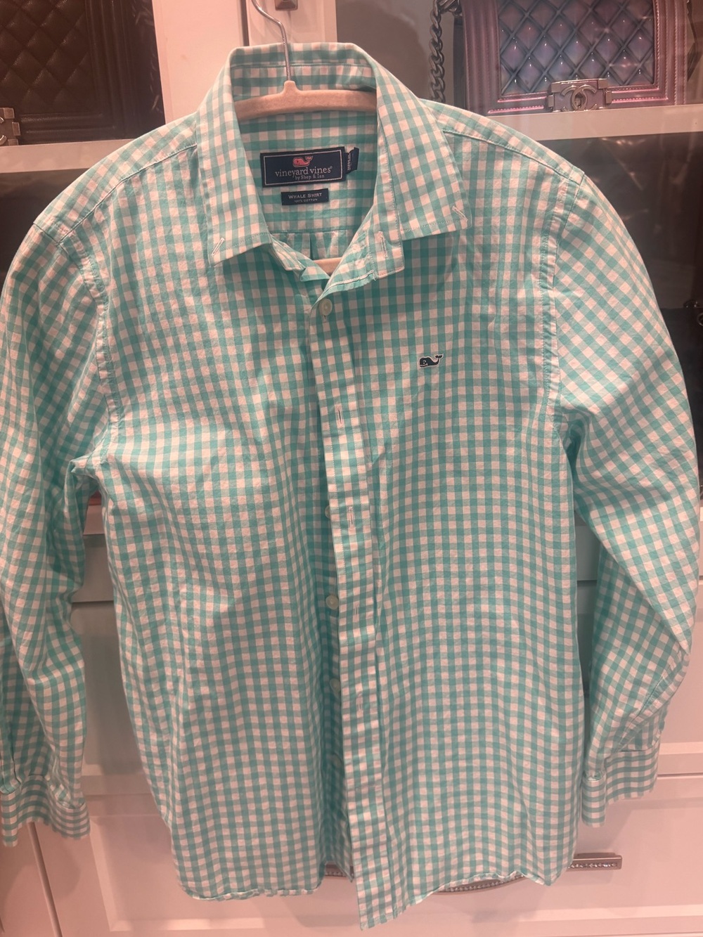 Vineyard Vines Mint & White Gingham Button-Down Shirt